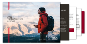 Spread view of the 2022 BDO Transparency Report